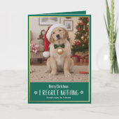 Cute Dog Christmas Holiday Funny Photo Folded Feestdagen Kaart (Voorkant)