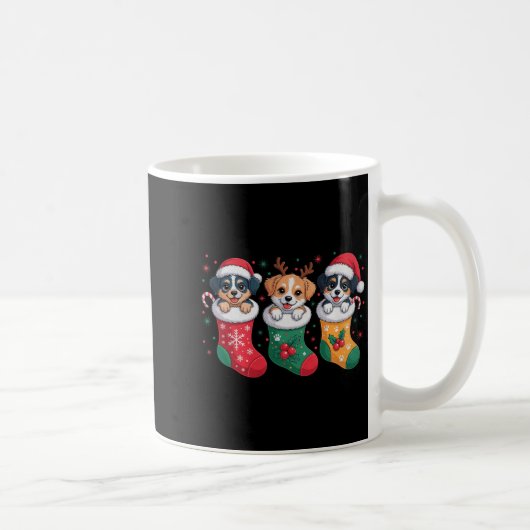 Cute Dog Christmas Pajama Santa Hat Xmas Men Women Koffiemok (Rechts)