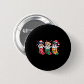 Cute Dog Christmas Pajama Santa Hat Xmas Men Women Ronde Button 5,7 Cm (Voorkant /achterkant)