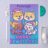 Cute Dog Christmas Pawlidays Blue Purple Kawaii Tissuepapier (Craft)