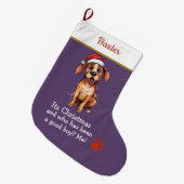 Cute Dog Christmas Stocking – with funny text Grote Kerstsok (Voorkant (Hangend))