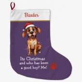Cute Dog Christmas Stocking – with funny text Grote Kerstsok (Voorkant)
