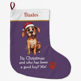 Cute Dog Christmas Stocking – with funny text Grote Kerstsok