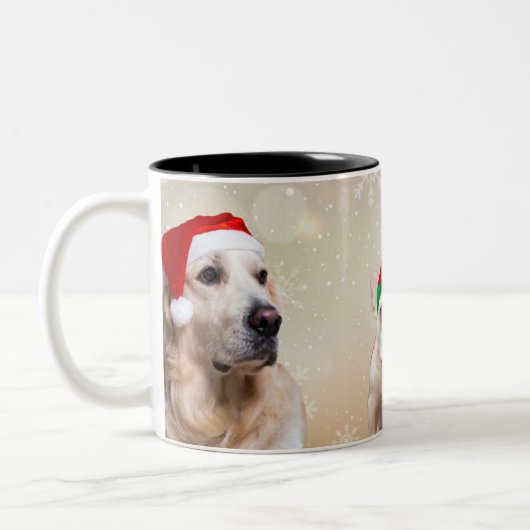 Cute Dog Christmas  Tweekleurige Koffiemok (Links)