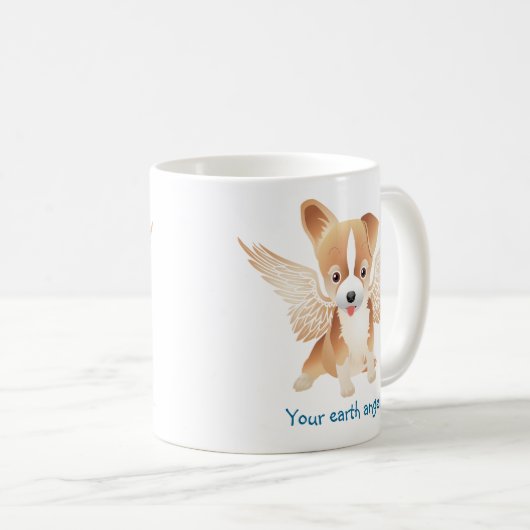 Cute Dog Coffee Mok met Angel Wings (Voorkant rechts)
