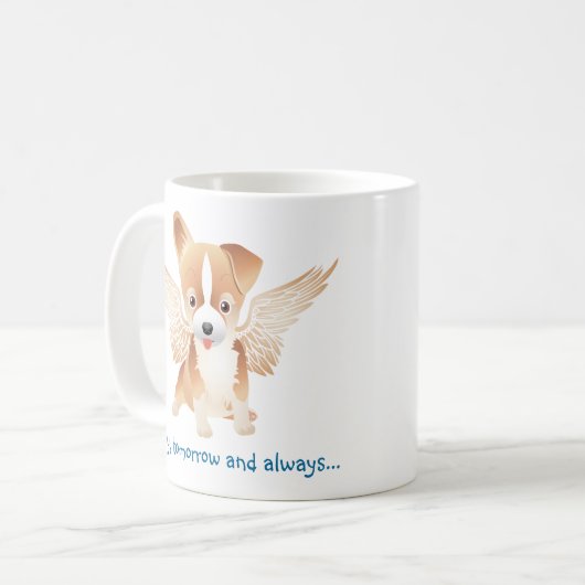 Cute Dog Coffee Mok met Angel Wings (Voorkant links)