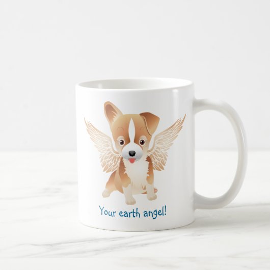 Cute Dog Coffee Mok met Angel Wings (Rechts)