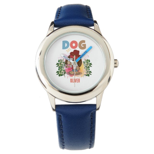 CUTE DOG COLORFUL FUNNY PERSONALIZED KINDER HORLOGE (Voorkant)