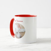 Cute Dog Custom Single Initiaal Red Kerstmis Mok (Voorkant links)