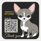 Cute Dog Dank u voor de diercode Vierkante Sticker (Voorkant)