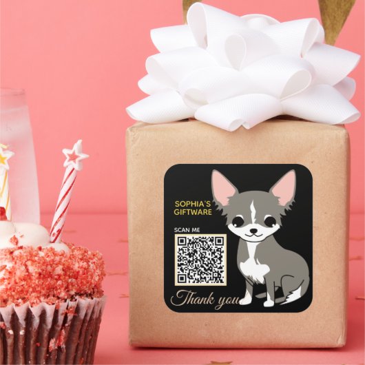 Cute Dog Dank u voor de diercode Vierkante Sticker (Feest)