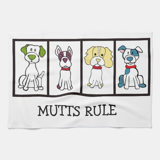 Cute Dog Dishtowel - Mutts Rule Theedoek (Horizontaal)