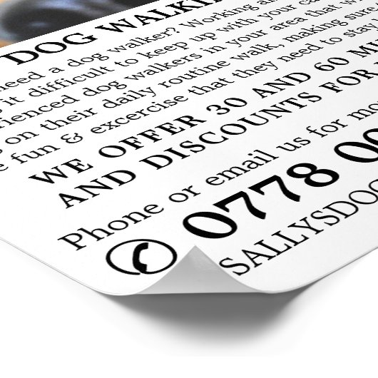 Cute Dog, Dog Walker Service Adverteren Poster (Hoek)