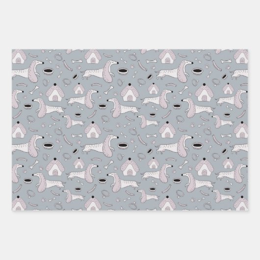 Cute Dog Doghouse Wrapping Paper Set (Voorkant)