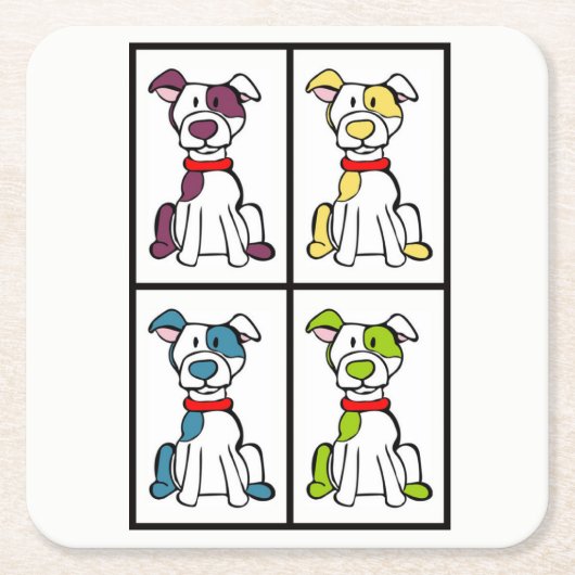 Cute Dog Drawing - Buled Breed Kartonnen Onderzetters (Voorkant)