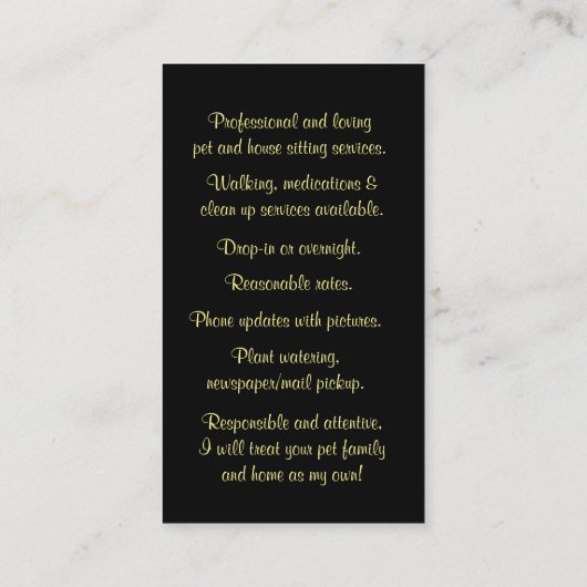 Cute Dog en Bone Pet Sitting Service Visitekaartje (Achterkant)