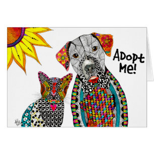 Cute Dog en Cat Adoption Me Wenskaart