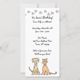 Cute Dog en Cat Birthday Invitation