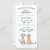 Cute Dog en Cat Birthday Invitation (Voorkant)