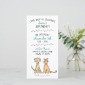 Cute Dog en Cat Birthday Invitation (Staand voorkant)