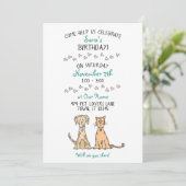 Cute Dog en Cat Birthday Invitation Kaart (Staand voorkant)