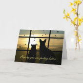 Cute Dog en Cat in Window Voel Betere Kaart (Gele Bloem)