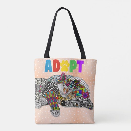 Cute Dog en Cat Pet Adoption Canvas tas (Achterkant)