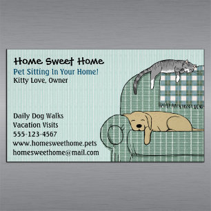 Cute Dog en Cat Pet Sitting Animal Care Magnetisch Visitekaartje