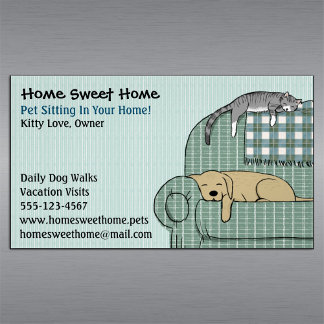 Cute Dog en Cat Pet Sitting Animal Care Magnetisch Visitekaartje