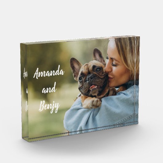 Cute dog en eigenaar gepersonaliseerd fotoblokken (Links)