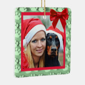 Cute Dog en Eigenaar kerstversiering Keramisch Ornament (Rechts)