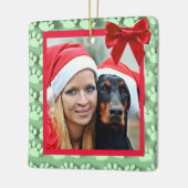 Cute Dog en Eigenaar kerstversiering Keramisch Ornament (Links)