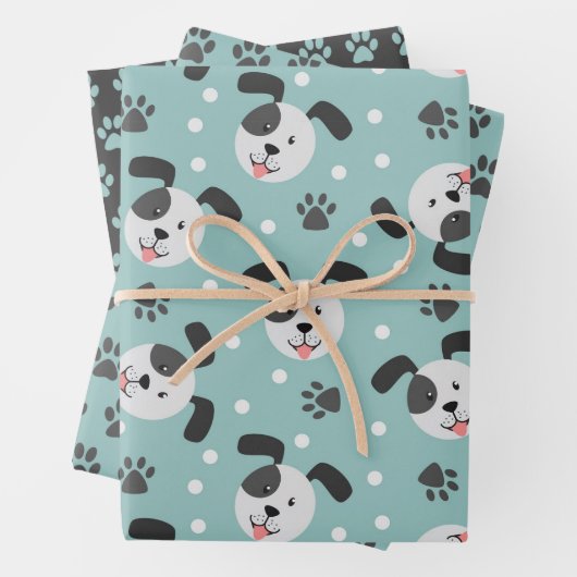 Cute Dog en Paw Prints Draping Paper Set (In situ)