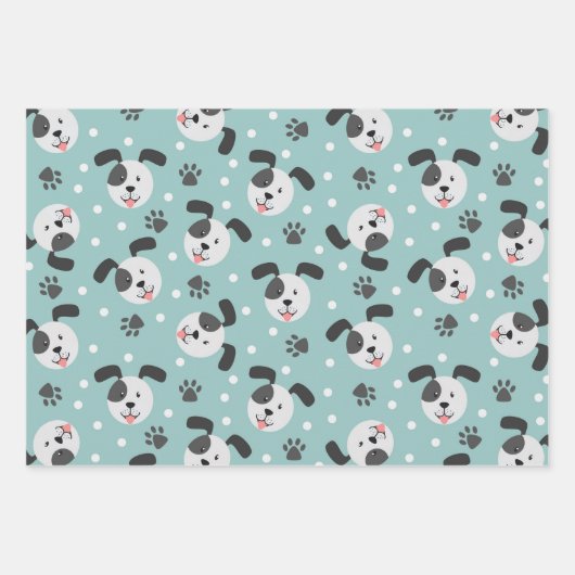 Cute Dog en Paw Prints Draping Paper Set (Voorkant)