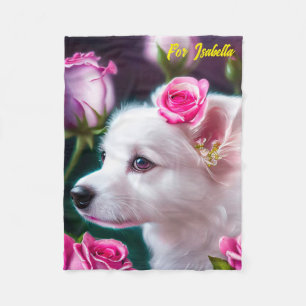 Cute Dog en Roos Collectie Fleece Deken