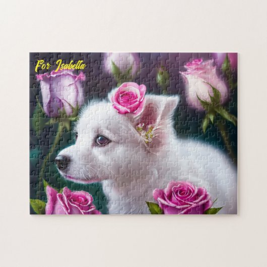 Cute Dog en Roos Collectie Legpuzzel (Horizontaal)
