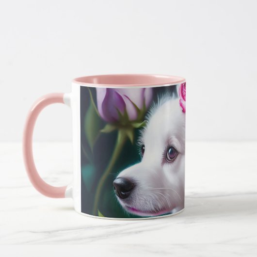 Cute Dog en Roos Collectie Mok (Links)