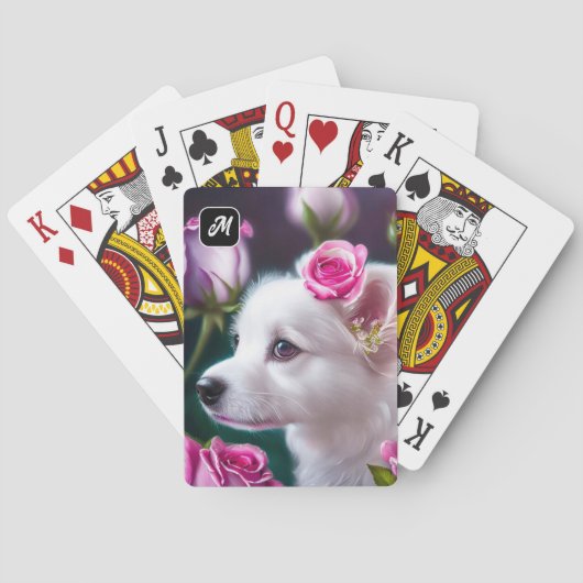 Cute Dog en Roos Collectie Pokerkaarten (Achterkant)