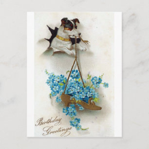 Cute Dog en Shoe Birthday Greetings Briefkaart