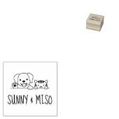 Cute Dog en Tabby Cat Custom Names Rubberstempel (Gestempeld)