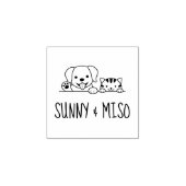 Cute Dog en Tabby Cat Custom Names Rubberstempel (Afrduk)