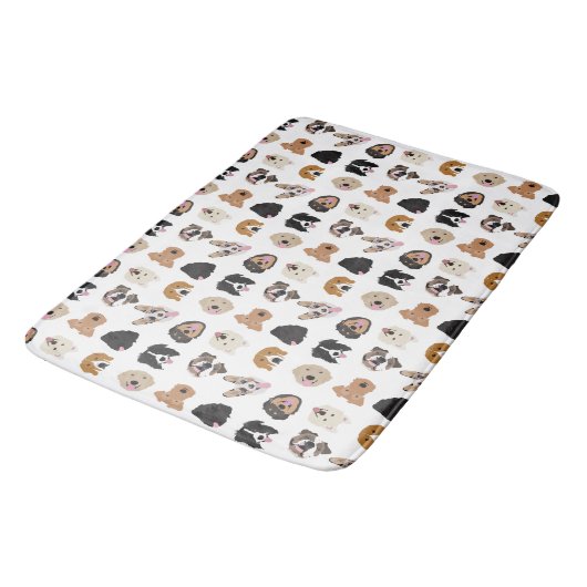Cute Dog Face Illustration Pattern Badmat (Gekanteld)