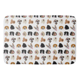 Cute Dog Face Illustration Pattern Badmat