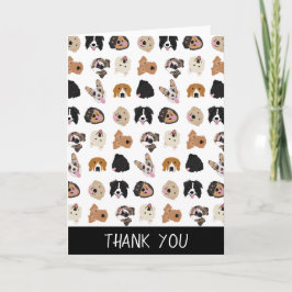 Cute Dog Face Illustration Pattern Bedankkaart