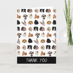 Cute Dog Face Illustration Pattern Bedankkaart
