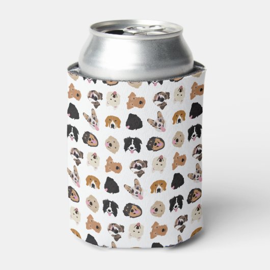 Cute Dog Face Illustration Pattern Blikjeskoeler (Blikje Voorkant)