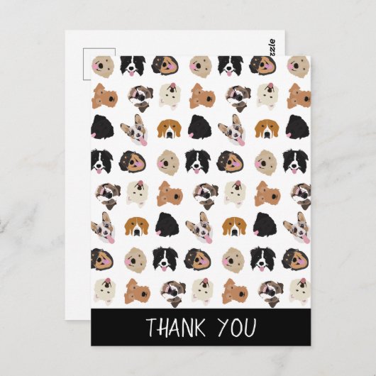 Cute Dog Face Illustration Pattern Briefkaart (Voorkant / Achterkant)
