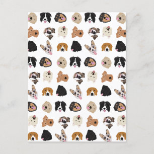 Cute Dog Face Illustration Pattern Briefkaart