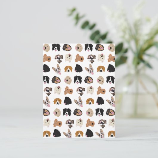 Cute Dog Face Illustration Pattern Briefkaart (Staand voorkant)