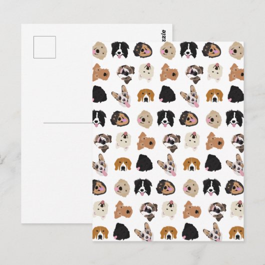Cute Dog Face Illustration Pattern Briefkaart (Voorkant / Achterkant)